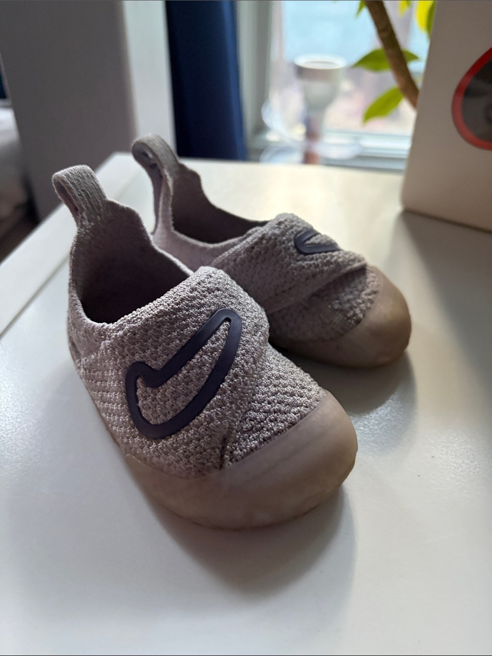 Nike Little Kids Slip-On Knit Shoes in Lavender and Deep Purple